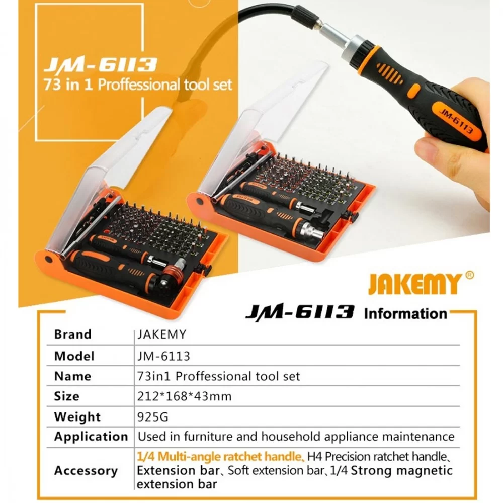 Picture of JAKEMY JM-6113 73 in 1 Household Hardware Screwdriver Repair Tool Set